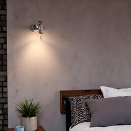 Industrial Steampunk Wall Light Water Pipe Led E27 Wall Sconce With Red Valve And Back Box, Retro Metal Wall Lamp Fixture - thumbnail 5