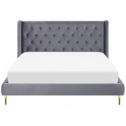 Beliani Bed Velvet Forbach 140 X 200 Cm (Eu Double) Grey - thumbnail 4