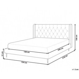 Beliani Bed Velvet Forbach 140 X 200 Cm (Eu Double) Grey - thumbnail 3