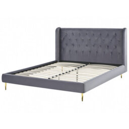 Beliani Bed Velvet Forbach 140 X 200 Cm (Eu Double) Grey - thumbnail 6