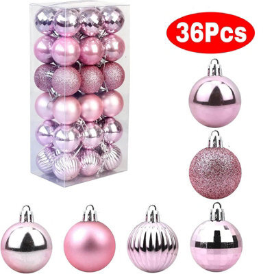 Amorly 36Pack Pink Christmas Ball Ornaments,4Cm Small Shatter Resistant Plastic Hanging Baubles,indoor&outdoor Christmas Tree Decorations - image 1
