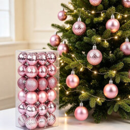 Amorly 36Pack Pink Christmas Ball Ornaments,4Cm Small Shatter Resistant Plastic Hanging Baubles,indoor&outdoor Christmas Tree Decorations - thumbnail 5