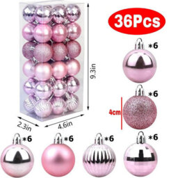 Amorly 36Pack Pink Christmas Ball Ornaments,4Cm Small Shatter Resistant Plastic Hanging Baubles,indoor&outdoor Christmas Tree Decorations - thumbnail 2