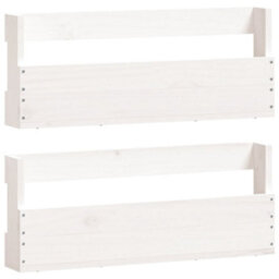 Berkfield Wall-Mounted Shoe Racks 2 Pcs White 59X9X23 Cm Solid Wood Pine - thumbnail 2