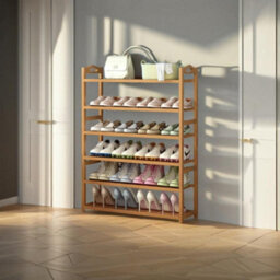 Modcraft 6-Tier Tall Wooden Shoe Rack - Home Storage For Footwear - thumbnail 1