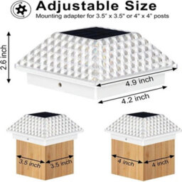 "6 Outdoor Solar Powered Led Deck Post Light Garden Cap Square Fence Lamp 3.5-4""" - thumbnail 2