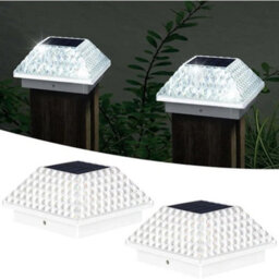 "6 Outdoor Solar Powered Led Deck Post Light Garden Cap Square Fence Lamp 3.5-4""" - thumbnail 1