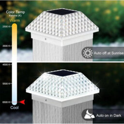 "6 Outdoor Solar Powered Led Deck Post Light Garden Cap Square Fence Lamp 3.5-4""" - thumbnail 4