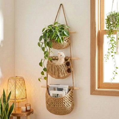 3 Tier Wall Hanging Storage Basket Bohemian Style Wall Mounted Storage Basket - image 1