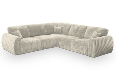 Sereno Jumbo Cord Large Corner Sofa Beige Fullback