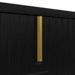 Abrihome Tv Cabinet, Tv Stand With Textured Doors, Tv Furniture, Golden Handles And Golden Legs, Black - thumbnail 9
