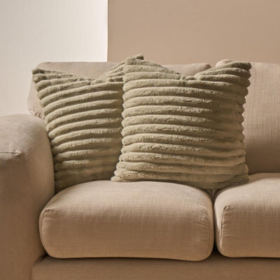 Ohs 2 Pack Faux Fur Thick Rib Cushion Covers - Sage - image 1