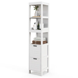 Costway 5-Tier Bathroom Tall Cabinet 145Cm Storage Organizer Rack Stand Cupboard W/ 2 Drawers - thumbnail 2