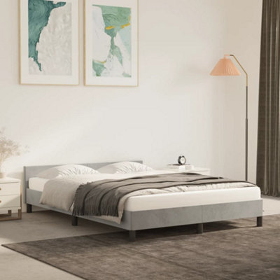 Berkfield Bed Frame With Headboard Light Grey 180X200Cm 6Ft Super King Velvet - image 1