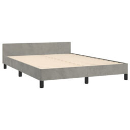 Berkfield Bed Frame With Headboard Light Grey 180X200Cm 6Ft Super King Velvet - thumbnail 4