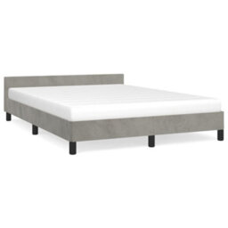 Berkfield Bed Frame With Headboard Light Grey 180X200Cm 6Ft Super King Velvet - thumbnail 2