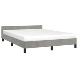 Berkfield Bed Frame With Headboard Light Grey 180X200Cm 6Ft Super King Velvet - thumbnail 3