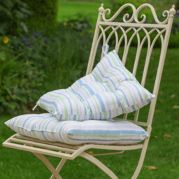 Dibor Set Of 2 Blue Striped Indoor Outdoor Garden Furniture Seat Pad Cushions (L)40Cm X (W)40Cm - thumbnail 1