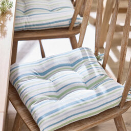Dibor Set Of 2 Blue Striped Indoor Outdoor Garden Furniture Seat Pad Cushions (L)40Cm X (W)40Cm - thumbnail 2