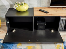 "Arte Maze Ii Tv Entertainment Unit 200Cm In Black & Oak Wotan - Modern Wall System For Tvs Up To 65""" - thumbnail 5