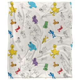 Sesame Street Silky Character Collage Supersoft Blanket Multicoloured (One Size)