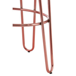 Orsina Rose Gold Metal And Elm Wood Round Bar Stool, Hairpin Stool, Sturdy Stool For Bar, Kitchen Counter - thumbnail 5