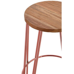 Orsina Rose Gold Metal And Elm Wood Round Bar Stool, Hairpin Stool, Sturdy Stool For Bar, Kitchen Counter - thumbnail 4