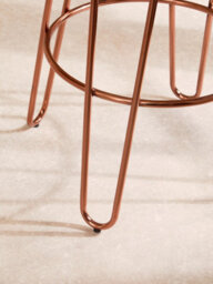 Orsina Rose Gold Metal And Elm Wood Round Bar Stool, Hairpin Stool, Sturdy Stool For Bar, Kitchen Counter - thumbnail 7