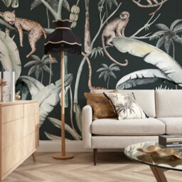 I Love Wallpaper Sleepy Leopards Mural In Bottle Green (350Cm X 240Cm) - thumbnail 2