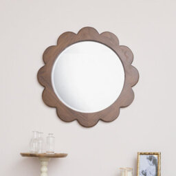 Melody Maison Dark Wood Scalloped Edge Bevelled Wall Mirror - 70Cm - thumbnail 5