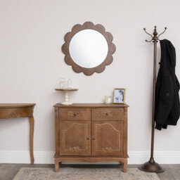 Melody Maison Dark Wood Scalloped Edge Bevelled Wall Mirror - 70Cm - thumbnail 7