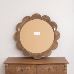 Melody Maison Dark Wood Scalloped Edge Bevelled Wall Mirror - 70Cm - thumbnail 6