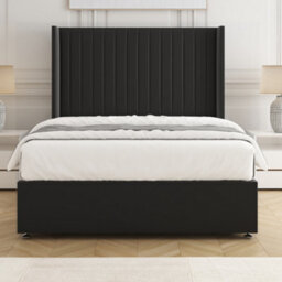 Bsspoke Manhattans Divan Bed Black Plush Velvet With 54Inch Headboard 2 Drawers Footend & No Mattress In Double King 4Ft 6Ft - thumbnail 3