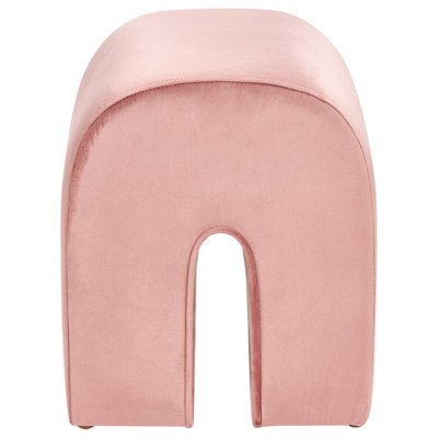 Beliani Pink Velvet U-Shaped Pouffe Ottoman - Compact Modern Living Room Seat And Footstool - image 1
