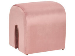 Beliani Pink Velvet U-Shaped Pouffe Ottoman - Compact Modern Living Room Seat And Footstool - thumbnail 3