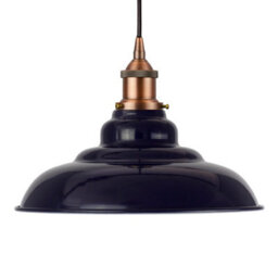 Navy Blue St Edmund's Painted Dome Pendant Light With Matt Antique Copper Lamp Holder And Black Round Cable - Se Home - thumbnail 4