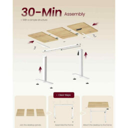 Electric Adjustable Office Desk With Memory Presets, Sit Stand Design And Sedentary Reminder, Golden Oak - thumbnail 6