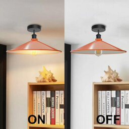 2 Pack Vintage Semi Flush Ceiling Lights Metal 40Cm Orange Lamp Shade E27 Base For Bedroom Dining Room Kitchen  Without Bulb - thumbnail 5