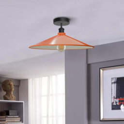 2 Pack Vintage Semi Flush Ceiling Lights Metal 40Cm Orange Lamp Shade E27 Base For Bedroom Dining Room Kitchen  Without Bulb - thumbnail 4