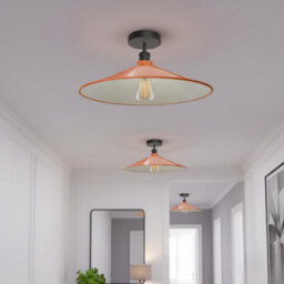 2 Pack Vintage Semi Flush Ceiling Lights Metal 40Cm Orange Lamp Shade E27 Base For Bedroom Dining Room Kitchen  Without Bulb - thumbnail 7