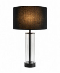 Lighting Supermarket Arezo Black Glass Cylinder Table Lamp Cw Gold Lined Black Shade - thumbnail 2