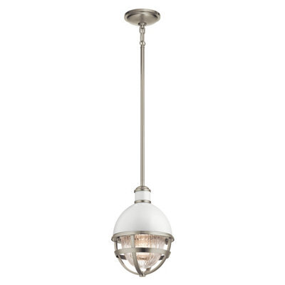 Luminosa Lighting Luminosa Kichler Tollis Globe Pendant Ceiling Light Brushed Nickel & White - image 1