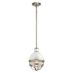 Luminosa Lighting Luminosa Kichler Tollis Globe Pendant Ceiling Light Brushed Nickel & White - thumbnail 1