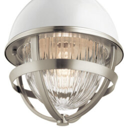 Luminosa Lighting Luminosa Kichler Tollis Globe Pendant Ceiling Light Brushed Nickel & White - thumbnail 2