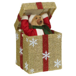 Urbn-Living Urbnliving 31Cm Height Christmas Santa Teddy Pop Up Musical Tunes Novelty Fun Toy Gift Decoration Gold Box & Red Bow - Bear Santa - thumbnail 2