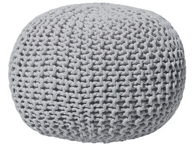 Wyld And Coco Knitted Round Pouffe Light Grey 50Cm Diameter X 35Cm High - image 1