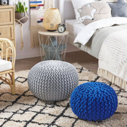 Wyld And Coco Knitted Round Pouffe Light Grey 50Cm Diameter X 35Cm High - thumbnail 2