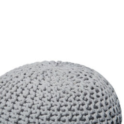 Wyld And Coco Knitted Round Pouffe Light Grey 50Cm Diameter X 35Cm High - thumbnail 4