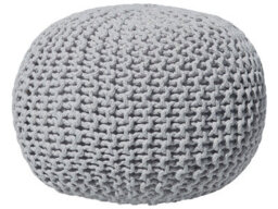 Wyld And Coco Knitted Round Pouffe Light Grey 50Cm Diameter X 35Cm High - thumbnail 1