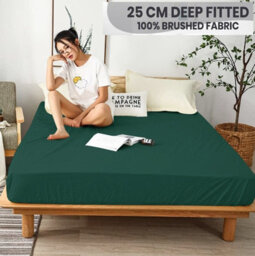 Ameha Fitted Sheet 25 Cm Extra Deep Hotel Quality Bedroom Anti Allergic Single, 91X190Cm Emerald Green Fitted Bed Sheets